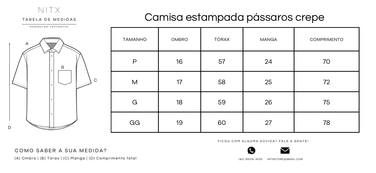 Camisa Estampada Pássaros Crepe